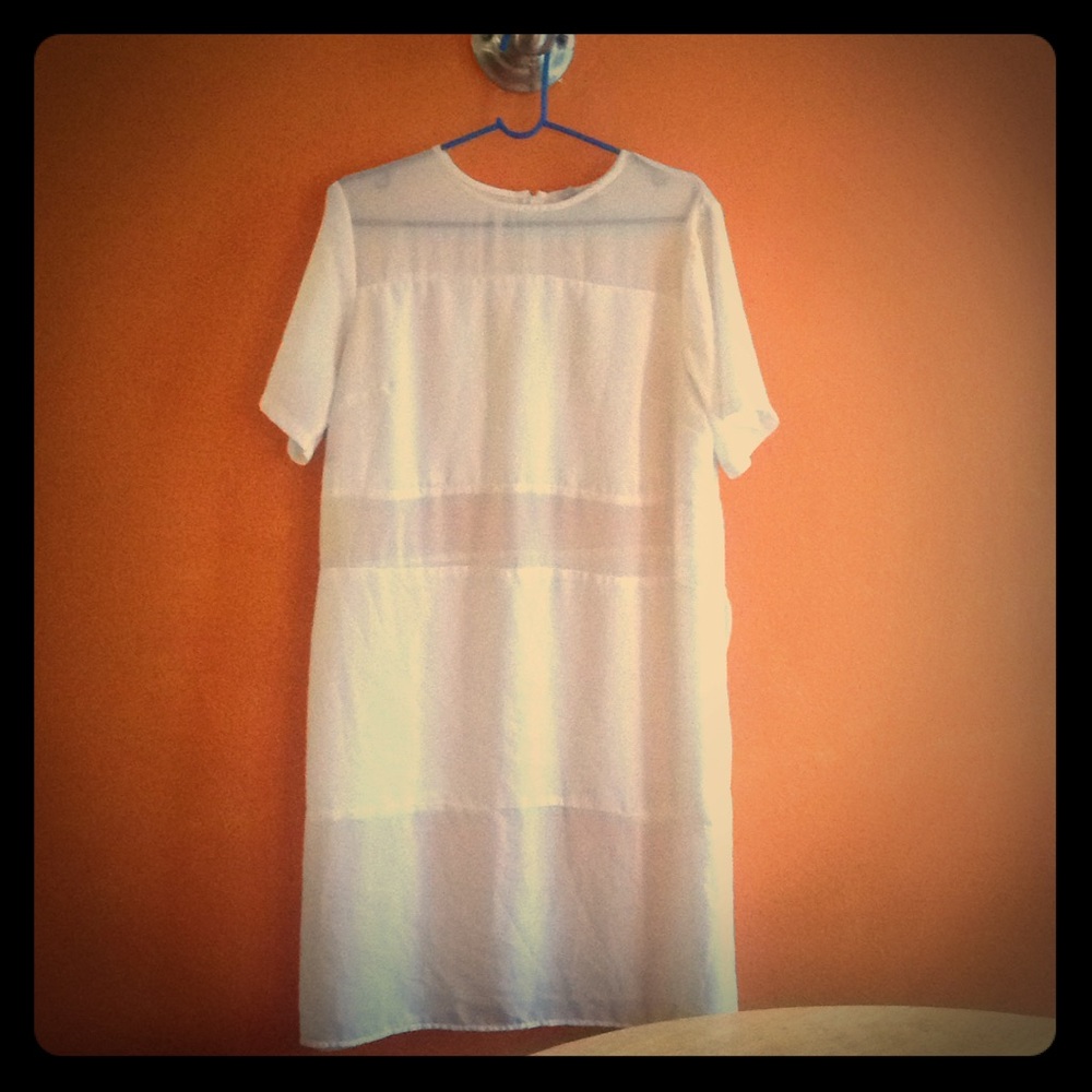 Asos white polyester dress, size 14.
